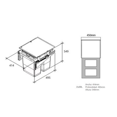 CESTO DOBLE 30lts UNIHOPPER U7300402