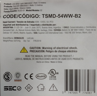 LED ANGOSCAL 12V 12W/m 5mts