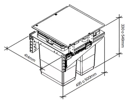 CESTO DOBLE 17lts UNIHOPPER U7300401