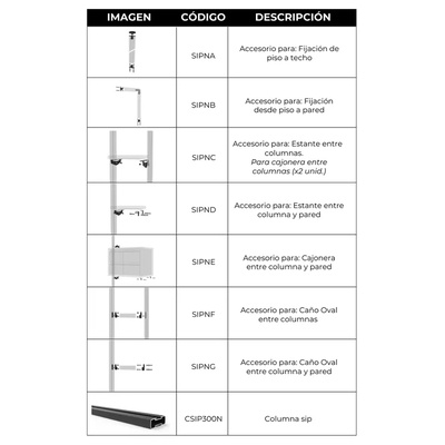 FIJACION COLUMNA/PARED SIP NEGRO B 85000517