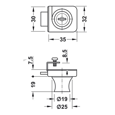 CERRADURA PARA VIDRIO 23320210